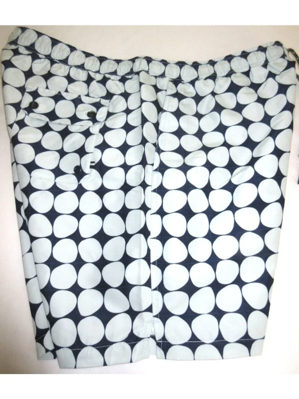 Oobe Brand Men's Kona Swim Trunks Navy Blue Ellipse Grey Circles Sizes NWT